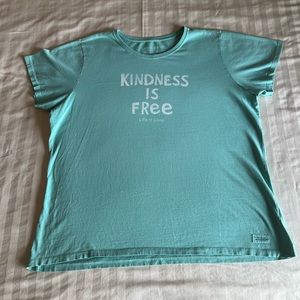 Life Is Good Teal Kindness Is Free Crusher Tee